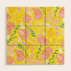 Coastal Oysters on the Beach in Lemon Yellow & Peach Wood Wall Art Gallery Image 1