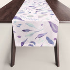 Modern blush pink navy blue purple watercolor floral Table Runner Gallery Image 1