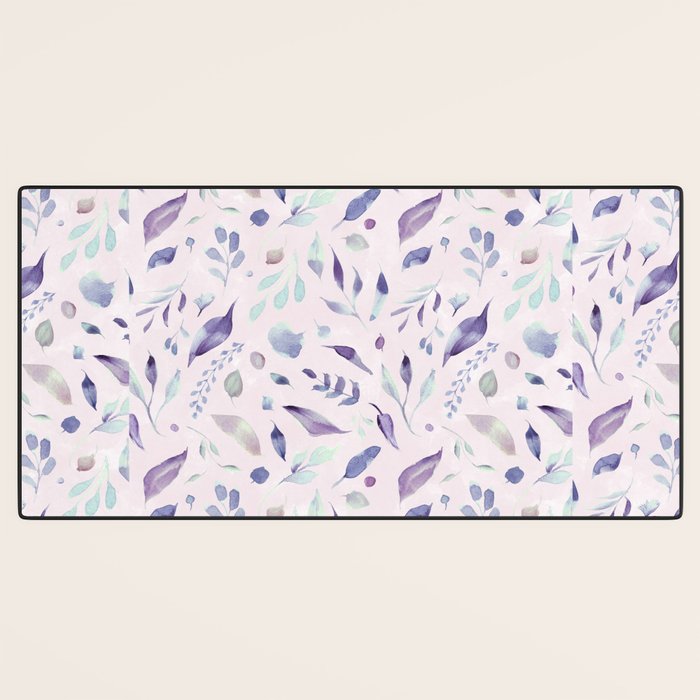 Modern blush pink navy blue purple watercolor floral Desk Mat Gallery Image 3