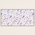 Modern blush pink navy blue purple watercolor floral Desk Mat Gallery Image 3
