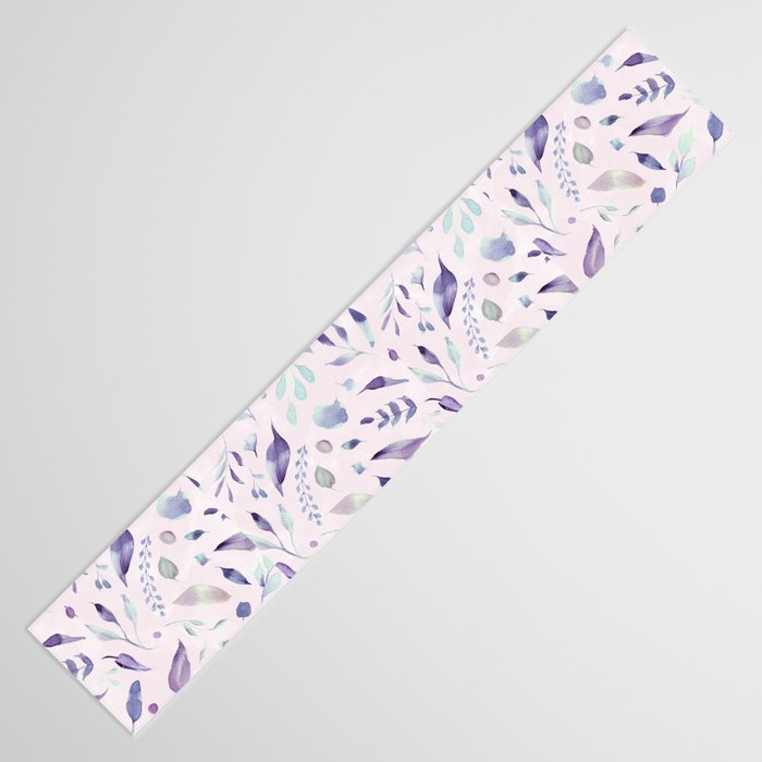 Modern blush pink navy blue purple watercolor floral Table Runner Gallery Image 3