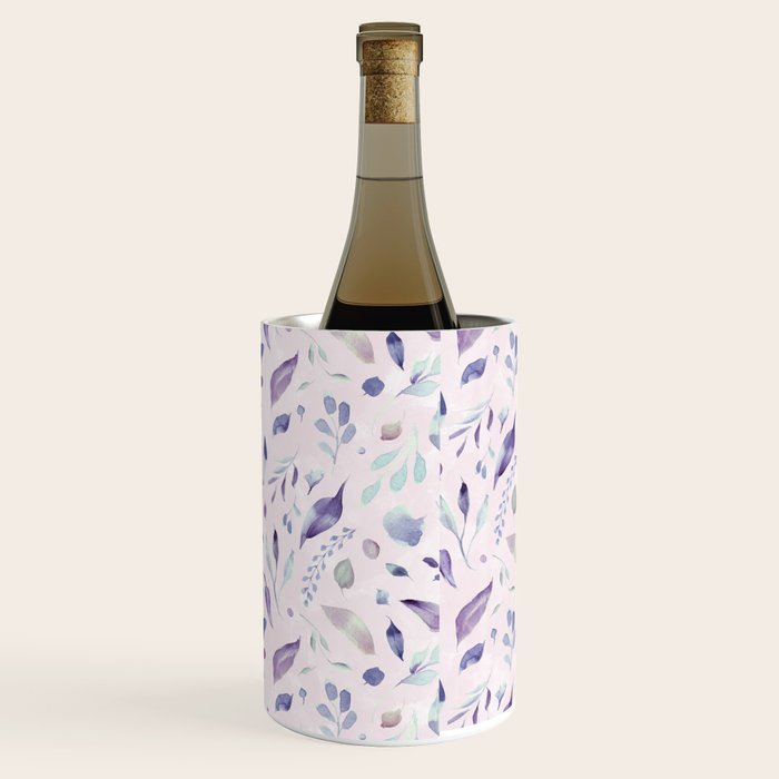 Modern blush pink navy blue purple watercolor floral Wine Chiller Gallery Image 3
