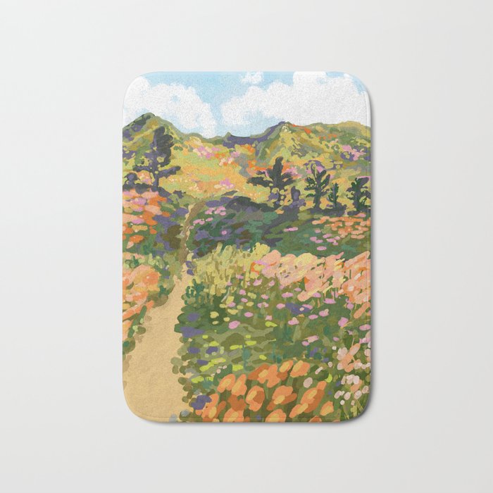Floral Landscape illustration Bath Mat Gallery Image 1