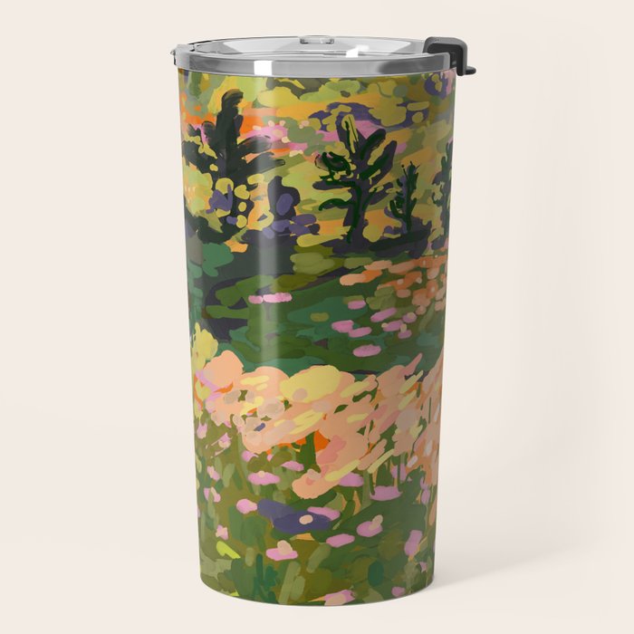 Floral Landscape illustration Travel Mug Gallery Image 2