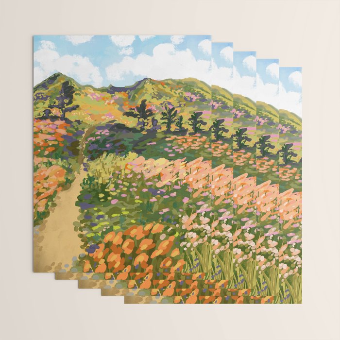 Floral Landscape illustration Wrapping Paper Gallery Image 3