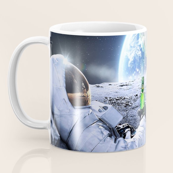 Astronaut on the Moon with beer Coffee Mug Gallery Image 3