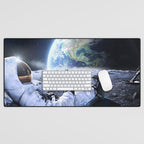Astronaut on the Moon with beer Desk Mat Gallery Image 1