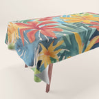 Modern Tropical Escape Vibrant Watercolor Flowers Tablecloth Gallery Image 1