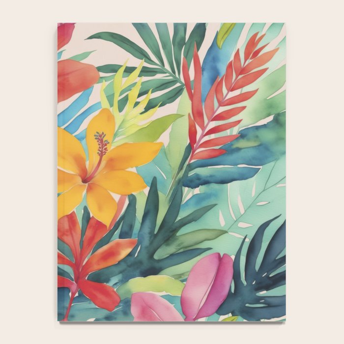 Modern Tropical Escape Vibrant Watercolor Flowers Notebook Gallery Image 4