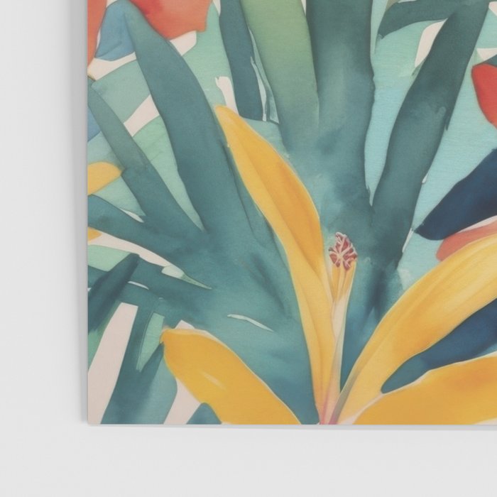 Modern Tropical Escape Vibrant Watercolor Flowers Poster Gallery Image 3