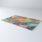Modern Tropical Escape Vibrant Watercolor Flowers Rug Gallery Image 3