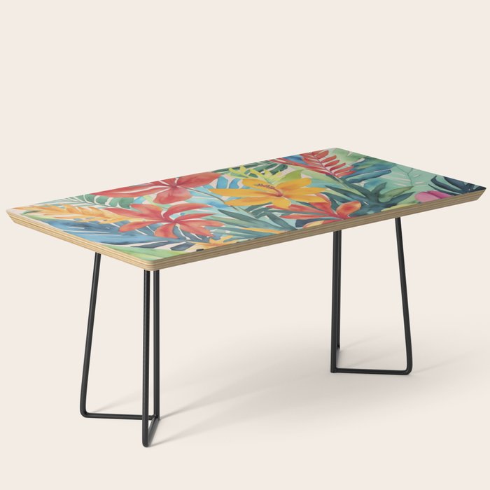 Modern Tropical Escape Vibrant Watercolor Flowers Coffee Table Gallery Image 1