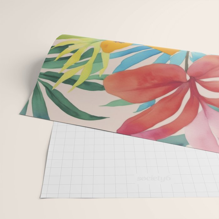 Modern Tropical Escape Vibrant Watercolor Flowers Wrapping Paper Gallery Image 2