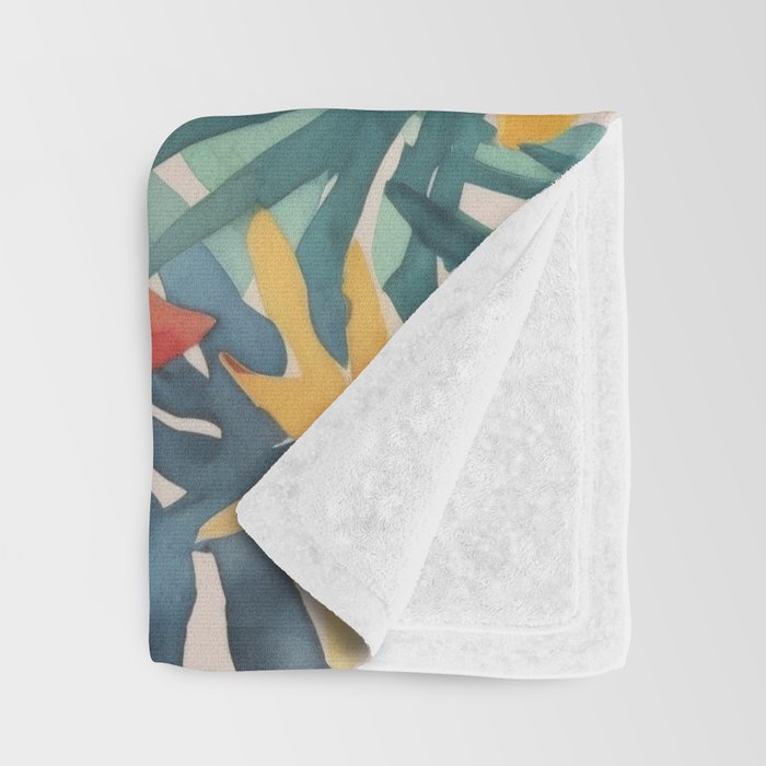 Modern Tropical Escape Vibrant Watercolor Flowers Throw Blanket Gallery Image 3