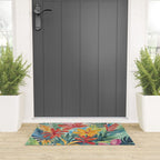 Modern Tropical Escape Vibrant Watercolor Flowers Welcome Mat Gallery Image 3