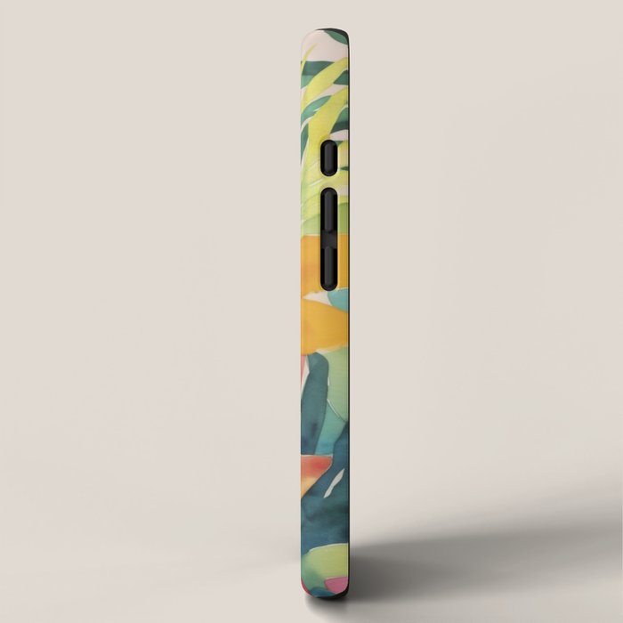 Modern Tropical Escape Vibrant Watercolor Flowers iPhone Case Gallery Image 2