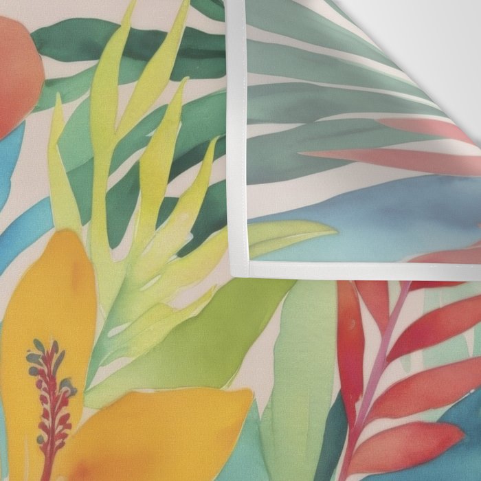 Modern Tropical Escape Vibrant Watercolor Flowers Wall Tapestry Gallery Image 3