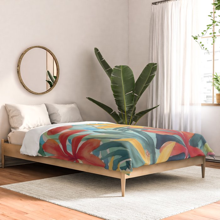 Modern Tropical Escape Vibrant Watercolor Flowers Comforter Gallery Image 2