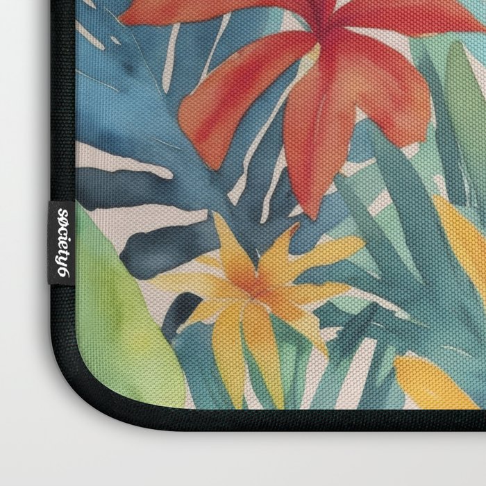 Modern Tropical Escape Vibrant Watercolor Flowers Laptop Sleeve Gallery Image 3