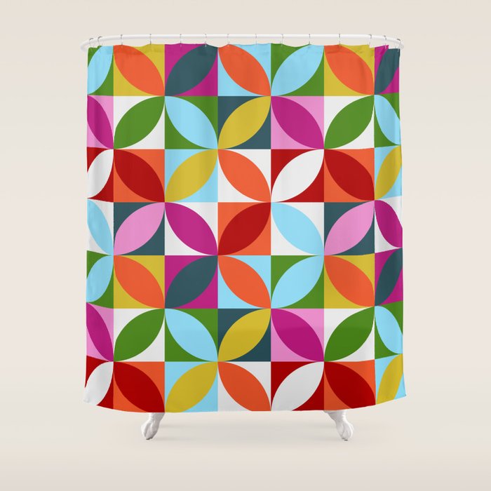 Colorful Retro Pattern Shower Curtain Gallery Image 1