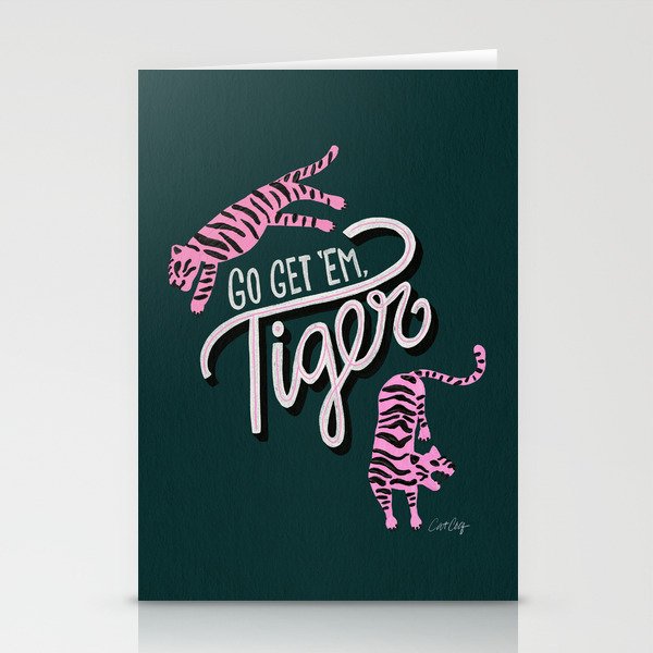 Go Get 'Em Tiger - Teal Stationery Card Gallery Image 1