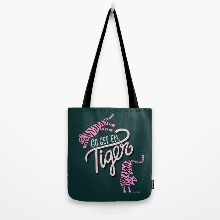 Go Get 'Em Tiger - Teal Tote Bag Gallery Image 2