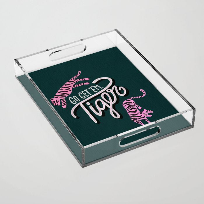 Go Get 'Em Tiger - Teal Acrylic Tray Gallery Image 1