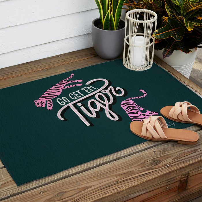 Go Get 'Em Tiger - Teal Outdoor Rug Gallery Image 2