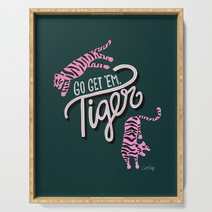 Go Get 'Em Tiger - Teal Serving Tray Gallery Image 1