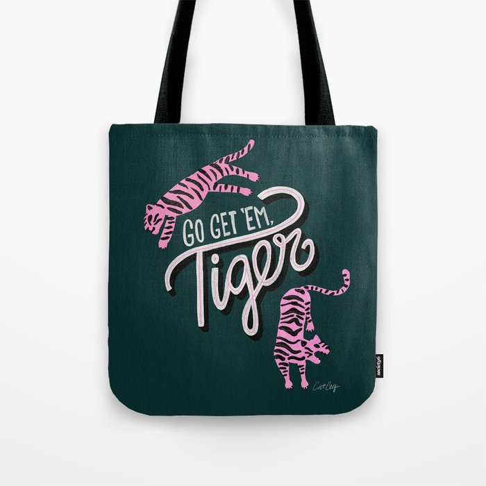 Go Get 'Em Tiger - Teal Tote Bag Gallery Image 1