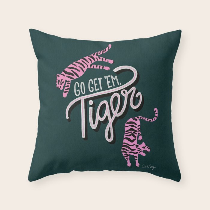 Go Get 'Em Tiger - Teal Throw Pillow Gallery Image 6