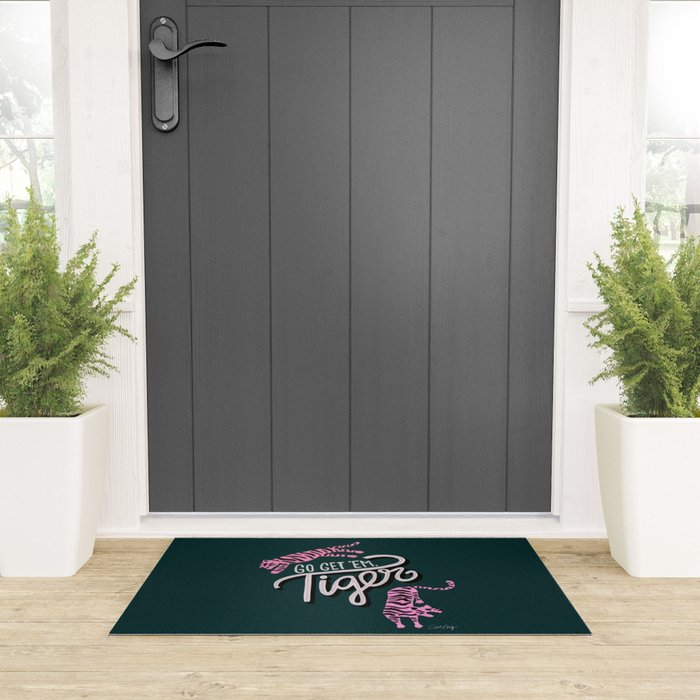 Go Get 'Em Tiger - Teal Welcome Mat Gallery Image 3