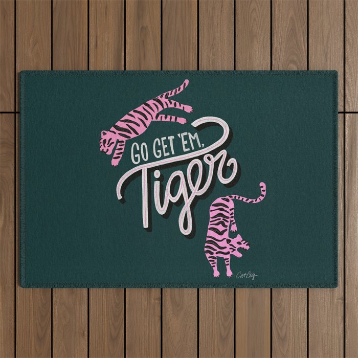 Go Get 'Em Tiger - Teal Outdoor Rug Gallery Image 1