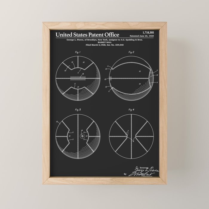 Basketball Patent - Black Mini Art Print Gallery Image 1