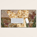 Little Morel Mushrooms in Warm Brown Desk Mat Gallery Image 1