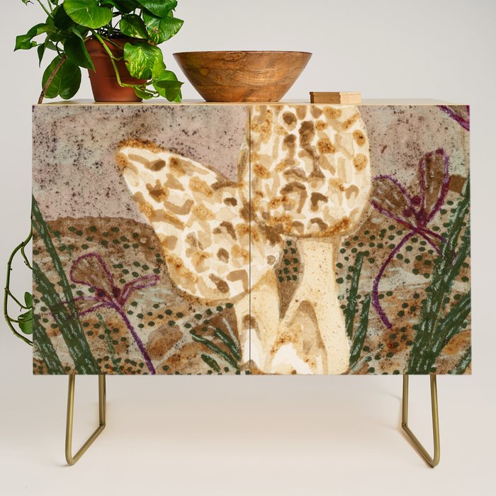 Little Morel Mushrooms in Warm Brown Credenza Gallery Image 1