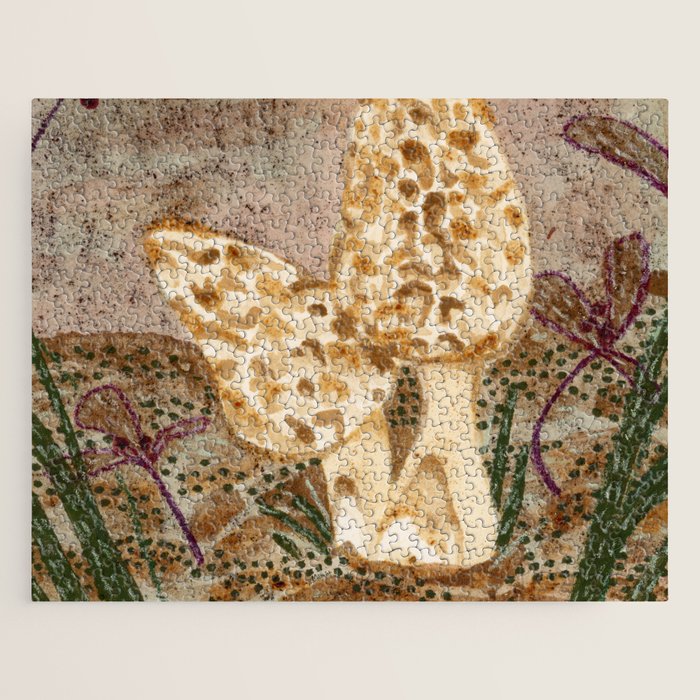 Little Morel Mushrooms in Warm Brown Jigsaw Puzzle Gallery Image 1