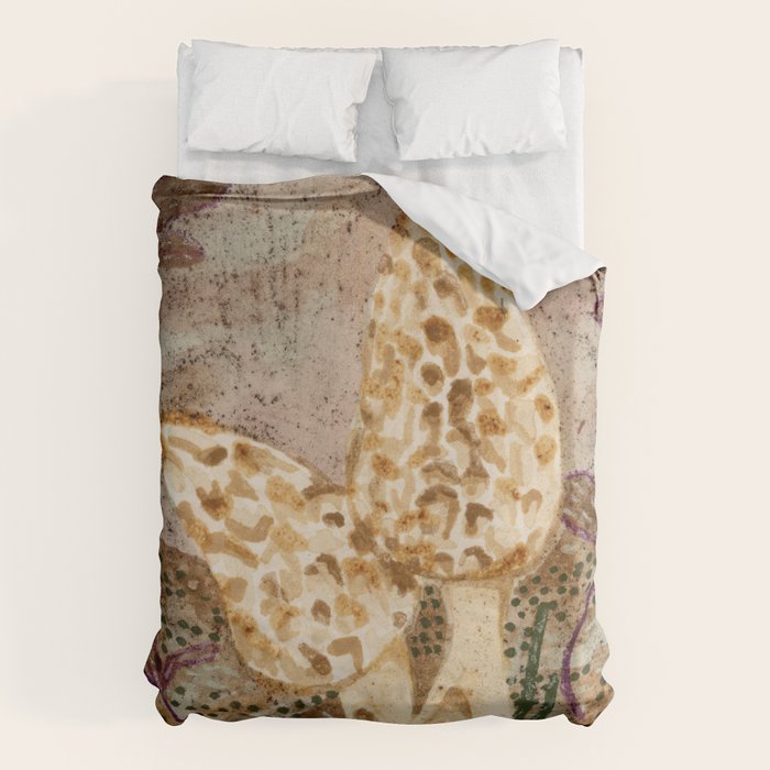 Little Morel Mushrooms in Warm Brown Duvet Cover Gallery Image 6