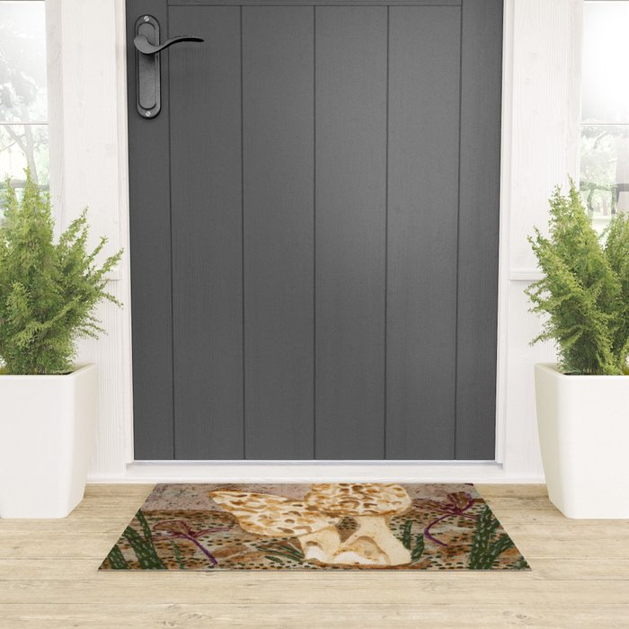 Little Morel Mushrooms in Warm Brown Welcome Mat Gallery Image 3