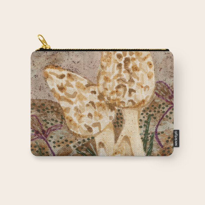 Little Morel Mushrooms in Warm Brown Carry All Pouch Gallery Image 1