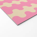 Wavy Stripes Ogee A-Go-Go Retro Contemporary Pattern in Pink Cream Welcome Mat Gallery Image 2