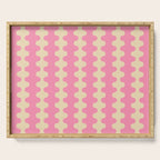 Wavy Stripes Ogee A-Go-Go Retro Contemporary Pattern in Pink Cream Serving Tray Gallery Image 1
