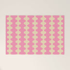 Wavy Stripes Ogee A-Go-Go Retro Contemporary Pattern in Pink Cream Welcome Mat Gallery Image 1