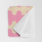 Wavy Stripes Ogee A-Go-Go Retro Contemporary Pattern in Pink Cream Throw Blanket Gallery Image 3