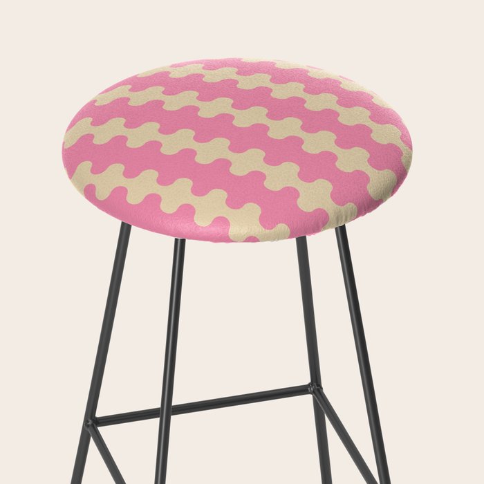 Wavy Stripes Ogee A-Go-Go Retro Contemporary Pattern in Pink Cream Stool Gallery Image 2