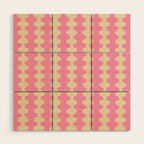 Wavy Stripes Ogee A-Go-Go Retro Contemporary Pattern in Pink Cream Wood Wall Art Gallery Image 1
