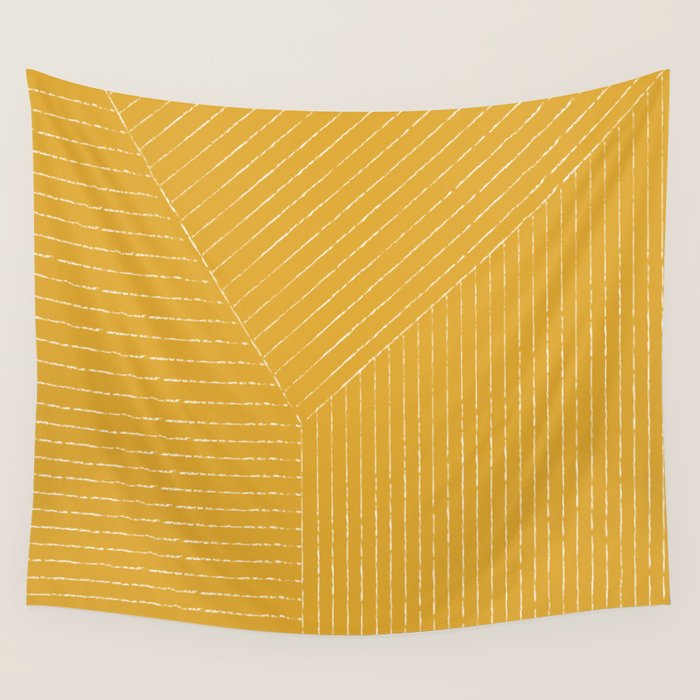 Lines (Mustard Yellow) Wall Tapestry Gallery Image 4