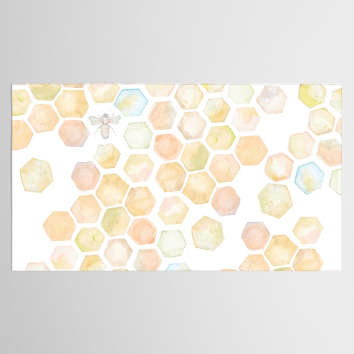 Bee and honeycomb watercolor Tablecloth Gallery Image 2