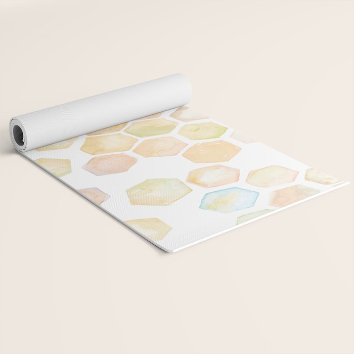 Bee and honeycomb watercolor Yoga Mat Gallery Image 2