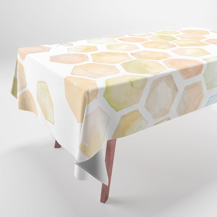 Bee and honeycomb watercolor Tablecloth Gallery Image 1